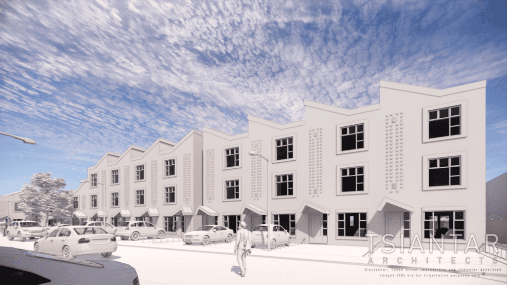 a computer rendered of the concept row houses.