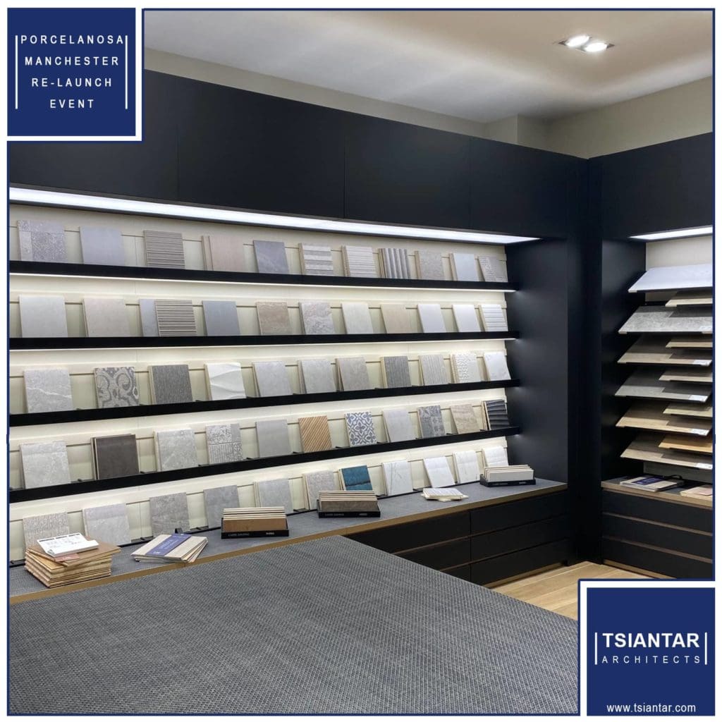 a room with a lot of different colors of tile.