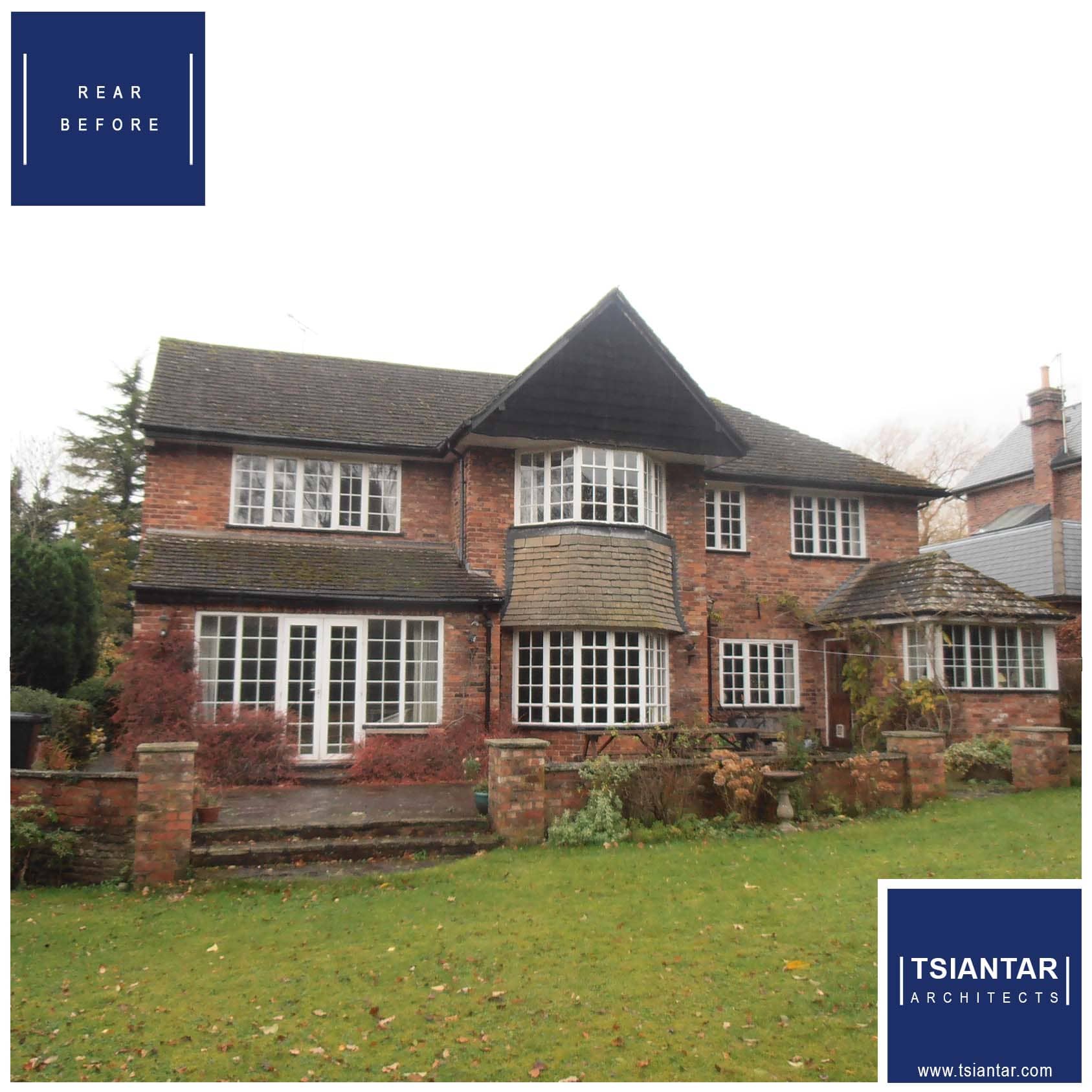 a house with a blue roof and blue windows.