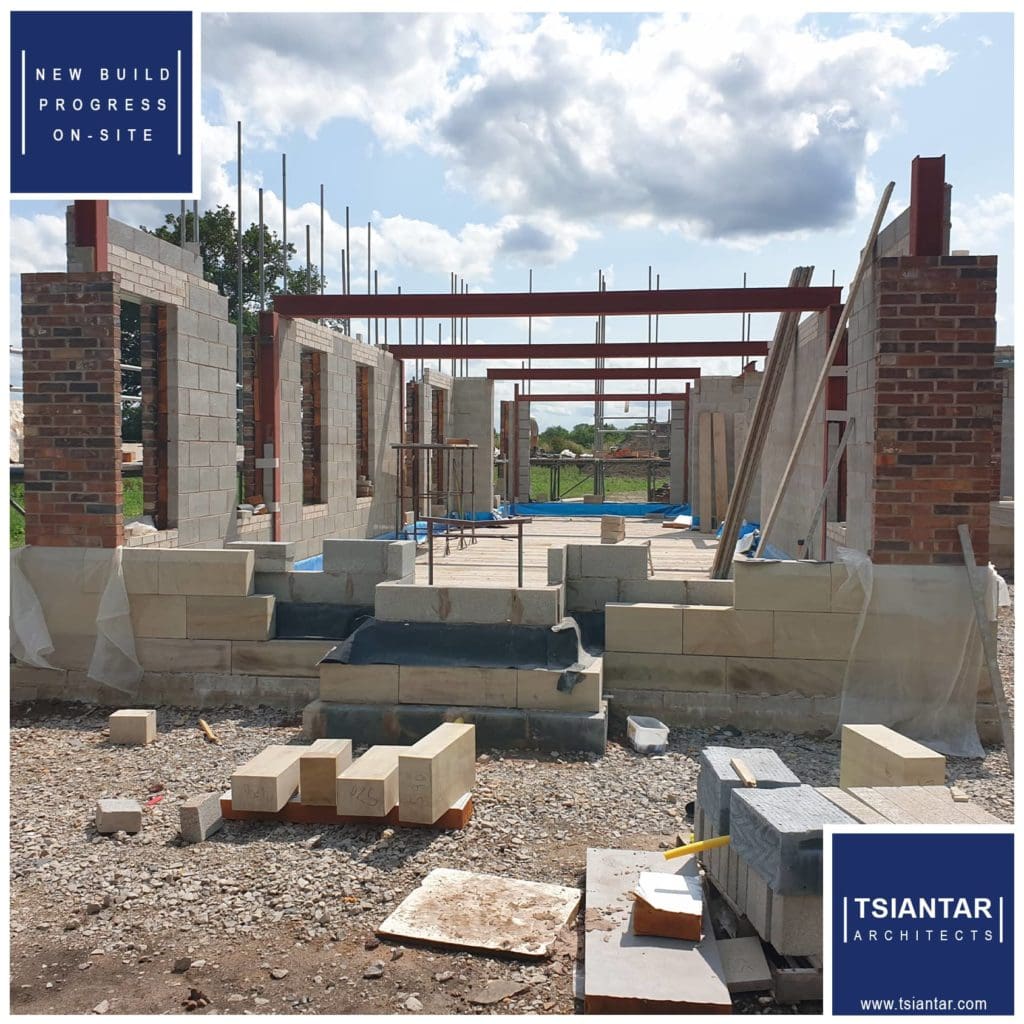 the construction of a house under construction.