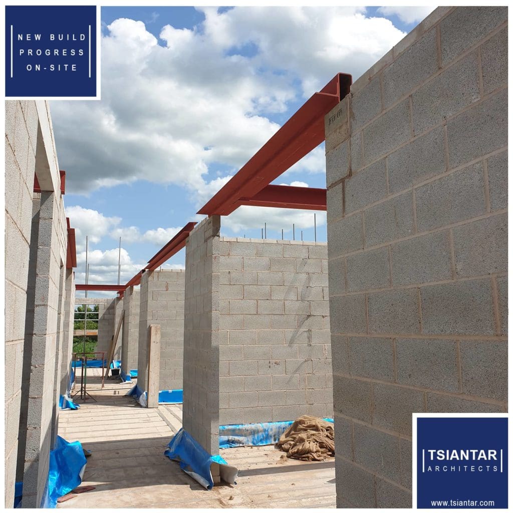 the construction of a house under construction.