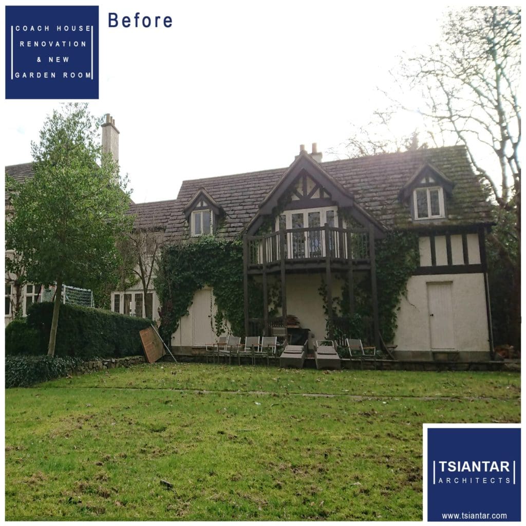A house is shown before and after a renovation.
