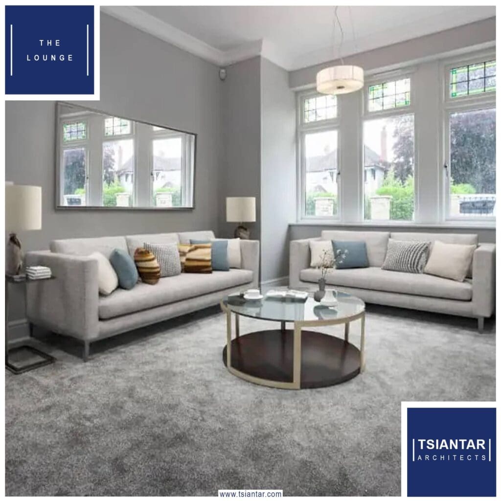 The Chippings, a living room in Manchester, features grey furniture and a coffee table.