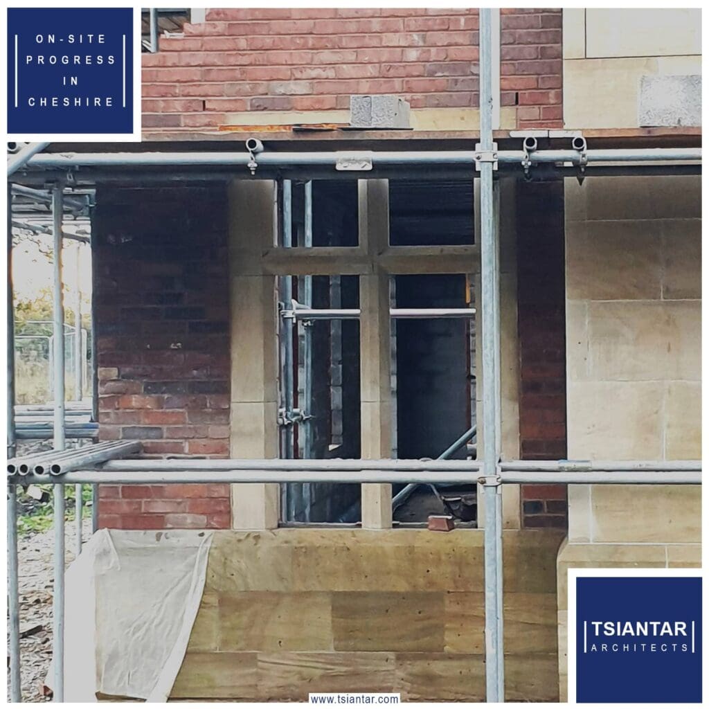 CHESHIRE building with ON-SITE scaffolding.